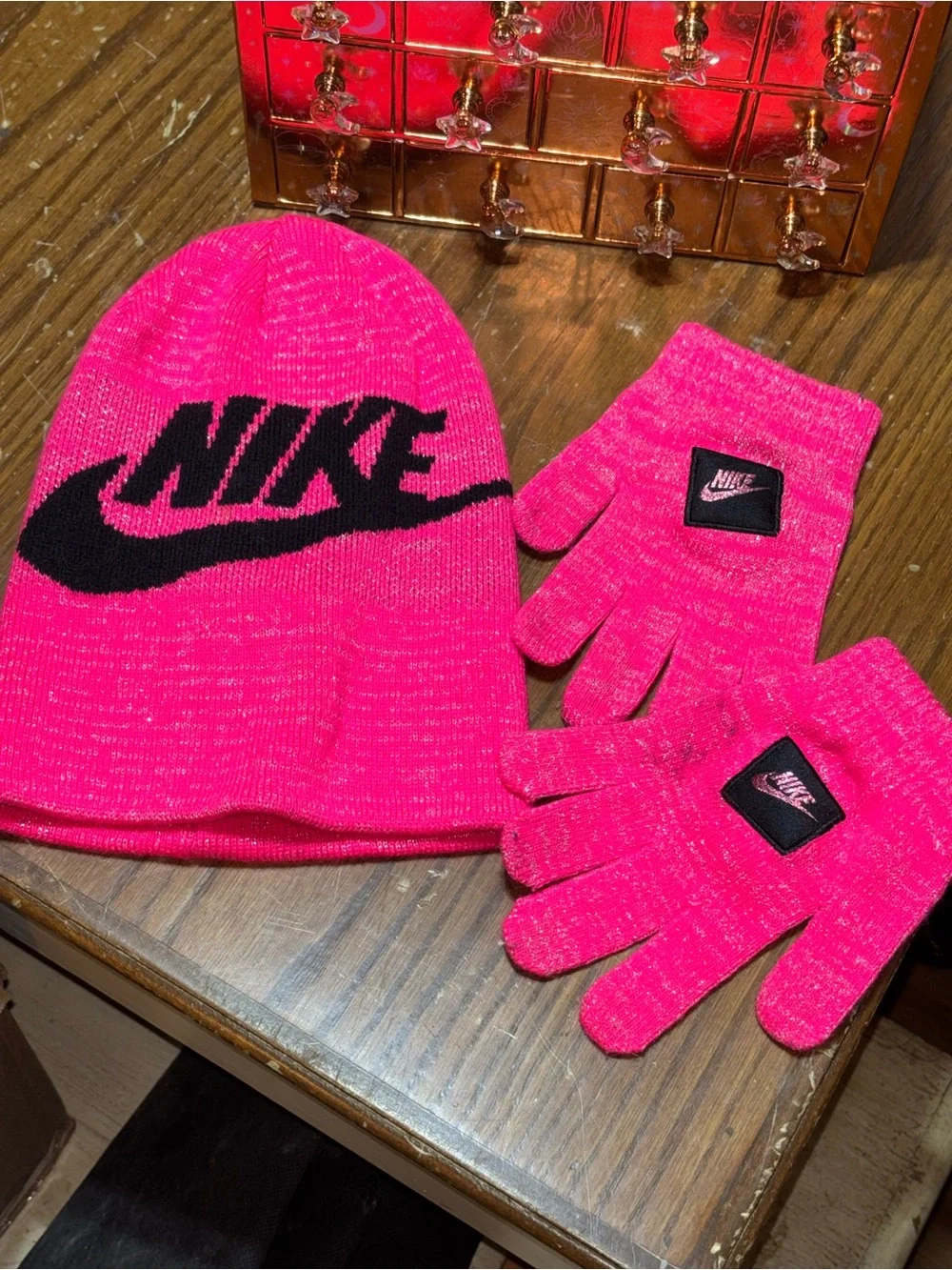 Pink Nike Toboggan & Gloves Set